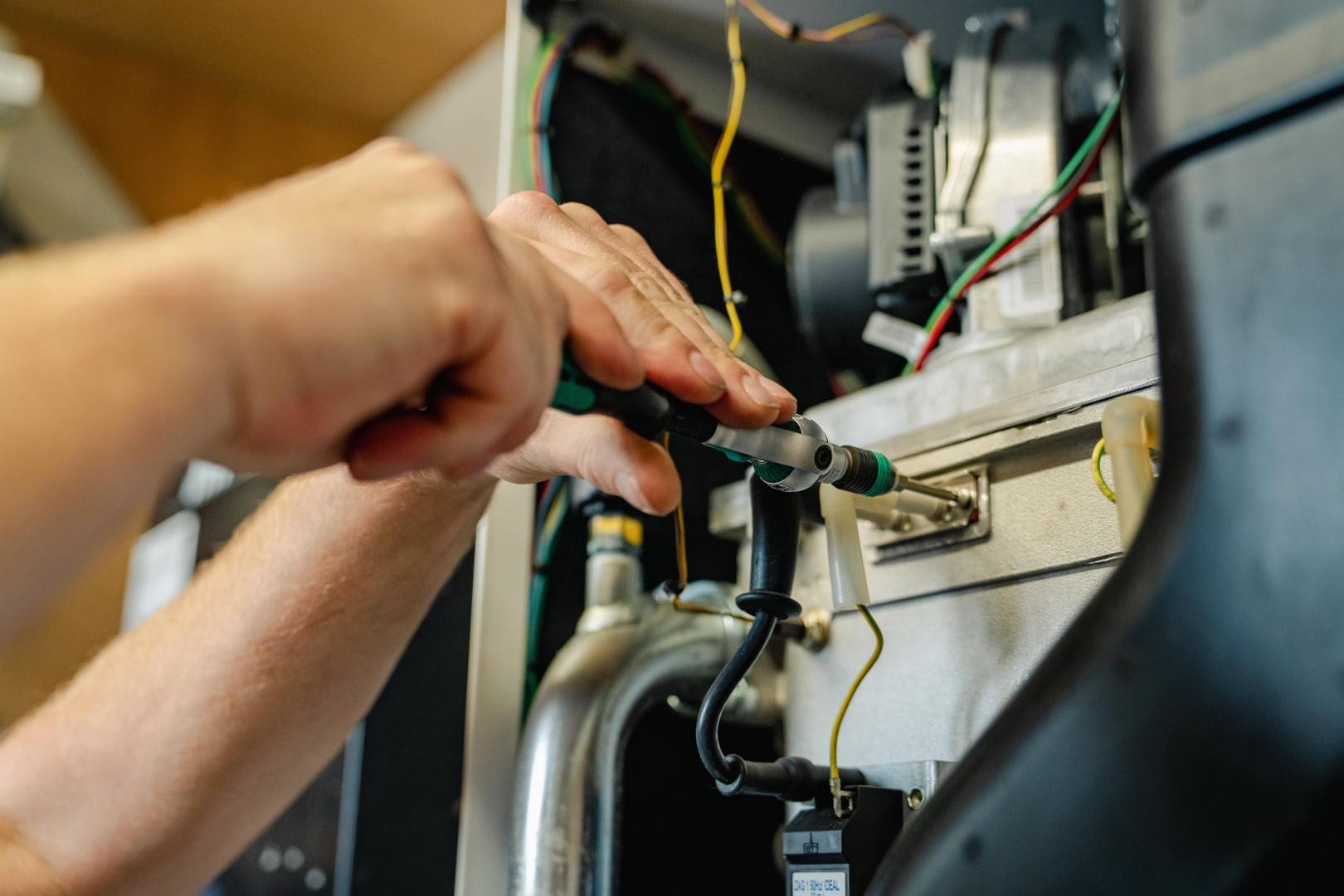 Engineer working on system