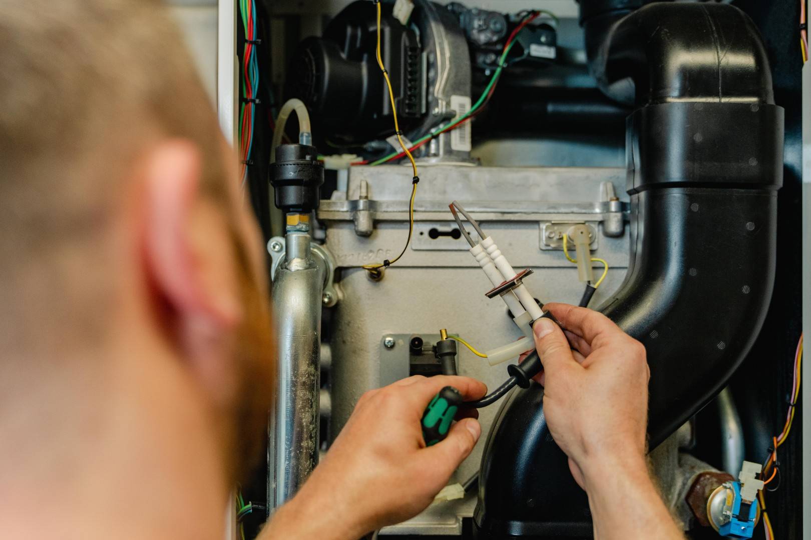 Engineer working on system